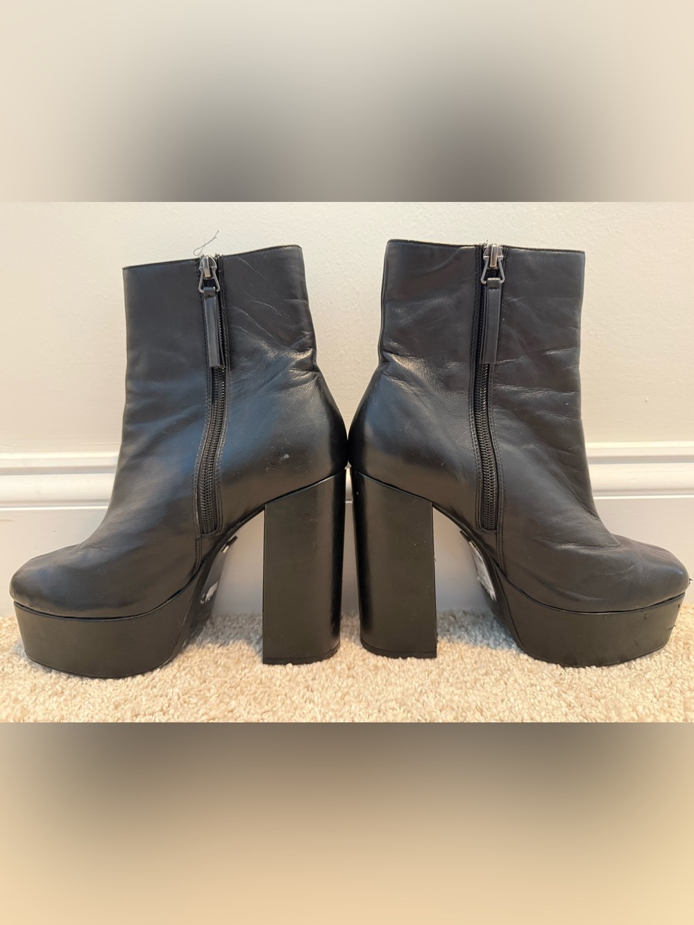 Vintage Topshop Y2K Black 5” Platform Boots EU 38 US 7.5 - Picture 3 of 8